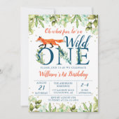 Groene Bos Eerste Verjaardag Wilde Eén Vos Kaart (Voorkant)