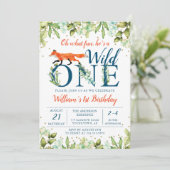 Groene Bos Eerste Verjaardag Wilde Eén Vos Kaart (Staand voorkant)
