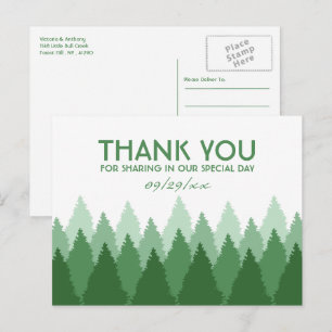 Groene bos houtland bruiloft bedankt briefkaart