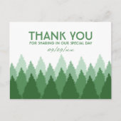 Groene bos houtland bruiloft bedankt briefkaart (Voorkant)