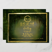 Groene Bos Lichten Elegante Trouw Goud