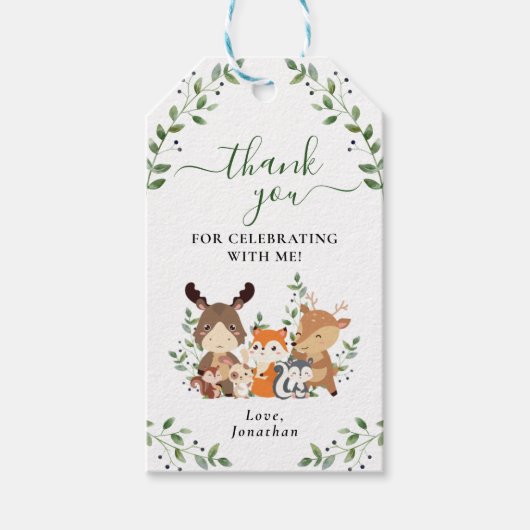 Groene Bos Mooie Bosdieren Baby Shower Cadeaulabel (Voorkant)