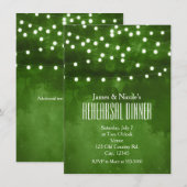 Groene bos rustieke slingerlichten proef diner kaart (Voorkant / Achterkant)