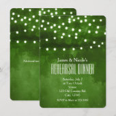 Groene bos rustieke slingerlichten proef diner kaart (Voorkant / Achterkant)