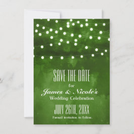 Groene Bos Rustieke Slingerlichten Save The Date