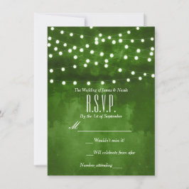 Groene Bos Rustieke Slingerlichten Trouw RSVP Kaart