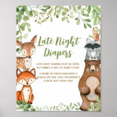 Groene Bos Shower Late Night Luier Teken Poster (Voorkant)
