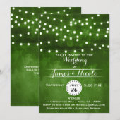 Groene bos slingerlichten trouw uitnodiging (Voorkant / Achterkant)