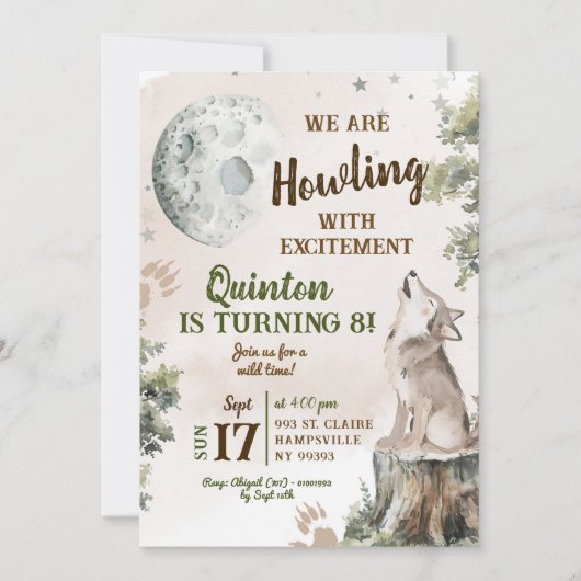 Groene Bos Wolf Howling Verjaardag Kaart (Voorkant)