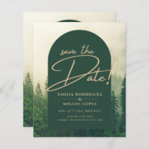 Groene bosbergbomen Wedding SAVE DATE