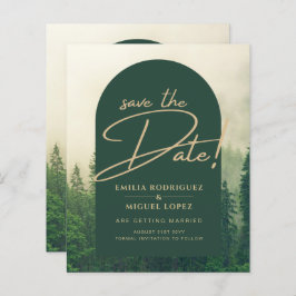 Groene bosbergbomen Wedding SAVE DATE