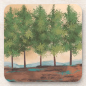 Groene Bosbomen Abstract Landschap Bier Onderzetter (Voorkant)