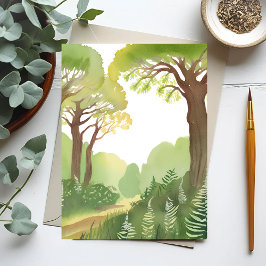 Groene bosbomen | Natuur mooie aquarel Briefkaart