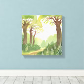 Groene bosbomen | Natuur mooie aquarel Canvas Afdruk (Insitu (Houten vloer))