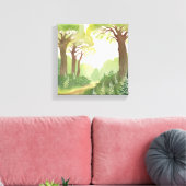 Groene bosbomen | Natuur mooie aquarel Canvas Afdruk (Insitu (Woonkamer))