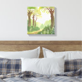 Groene bosbomen | Natuur mooie aquarel Canvas Afdruk (Insitu (Slaapkamer))