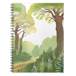 Groene bosbomen   Natuur mooie aquarel Notitieboek