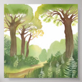 Groene bosbomen | Natuur mooie aquarel Poster (Voorkant)
