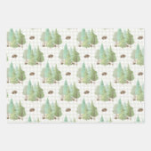 Groene bosbomen paddenstoelen inpakpapier vel (Voorkant 2)