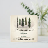  groene bosbomen rustieke houten bruiloft kaart (Staand voorkant)