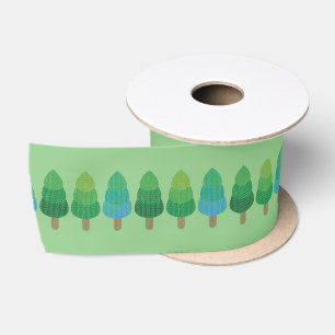 Groene bosbomen Thunder_Cove Satijnen Lint