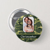 Groene boscamouflage ronde button 5,7 cm (Voorkant /achterkant)