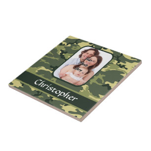 Groene boscamouflage tegeltje
