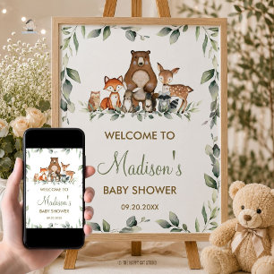 Groene Bosdieren Baby Shower Welkomstbord Poster