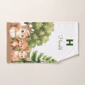 Groene bosdieren bosgrond monogram bad handdoek (Handdoek)