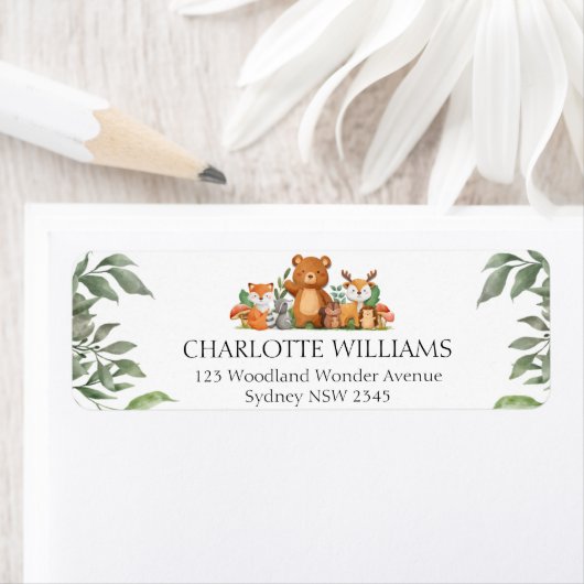 Groene Bosdieren Retouradreslabel Etiket (Insitu)