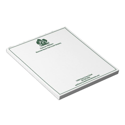 Groene Boshuis Onroerend Goed Bedrijf Aangepast Notitieblok (Schuin)
