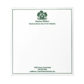 Groene Boshuis Onroerend Goed Bedrijf Aangepast Notitieblok (Voorkant)