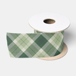 Groene bosplaid satijnen lint