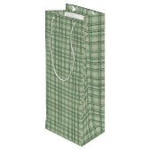 Groene bosplaid wijn cadeautas (Achterkant Gekanteld)