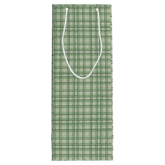 Groene bosplaid wijn cadeautas (Achterkant)