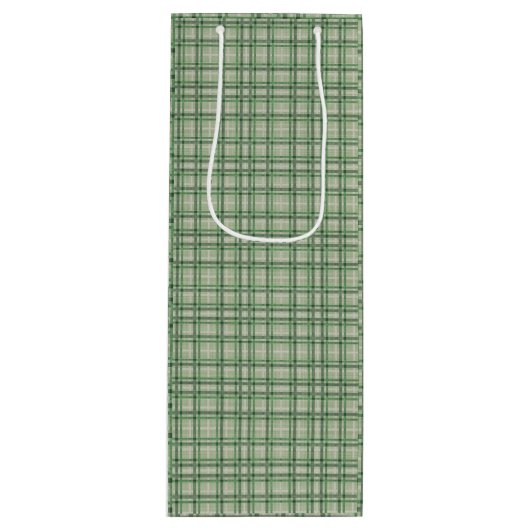 Groene bosplaid wijn cadeautas (Voorkant)