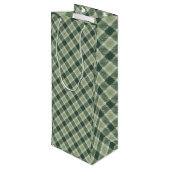 Groene bosplaid wijn cadeautas (Achterkant Gekanteld)