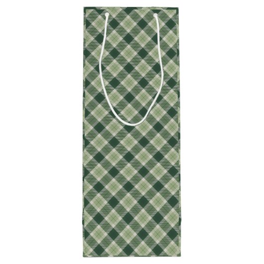 Groene bosplaid wijn cadeautas (Achterkant)