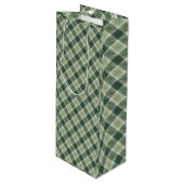 Groene bosplaid wijn cadeautas (Voorkant Gekanteld)