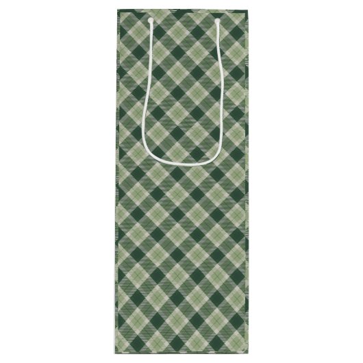 Groene bosplaid wijn cadeautas (Voorkant)