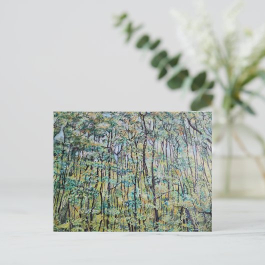 Groene bosschildering briefkaart (Staand voorkant)