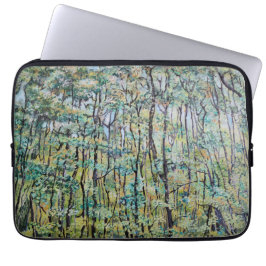 Groene bosschildering laptop sleeve