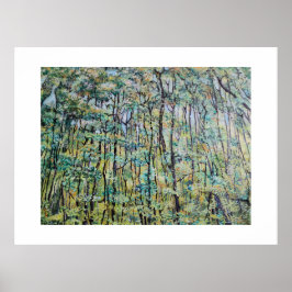 Groene bosschildering poster