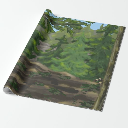 Groene Bossen Cadeaupapier (Uitgerold)