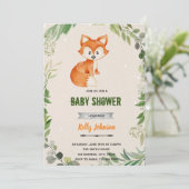 Groene bosvos verjaardagsuitnodiging kaart (Staand voorkant)