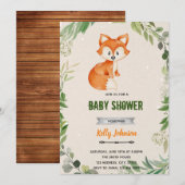 Groene bosvos verjaardagsuitnodiging kaart (Voorkant / Achterkant)