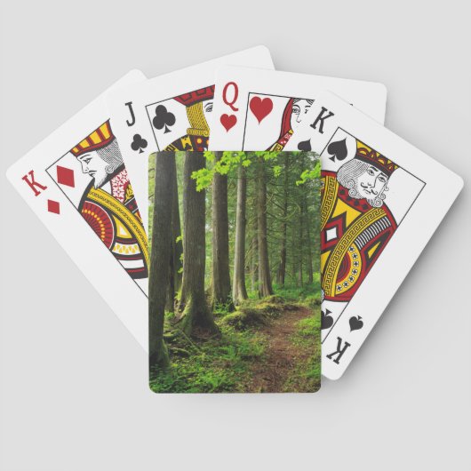 Groene boswandeling landschappelijk pokerkaarten (Achterkant)