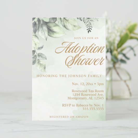 Groene Botanicals Adoptie Kind / Baby shower Kaart (Staand voorkant)