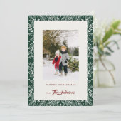 Groene  Botanisch Lijst Kerstkaart (Staand voorkant)