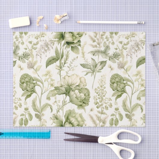 -groene botanisch tissuepapier (Craft)